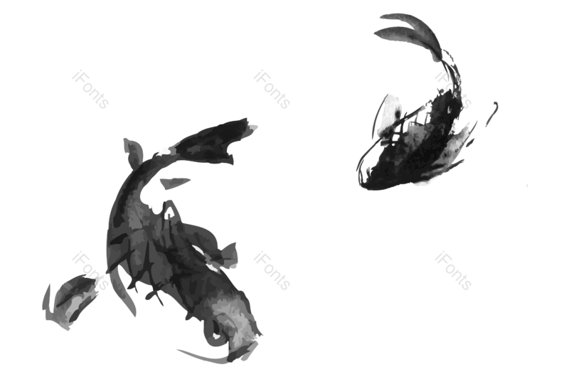 水墨图片,中国风元素,锦鲤PNG,水墨画免抠素材